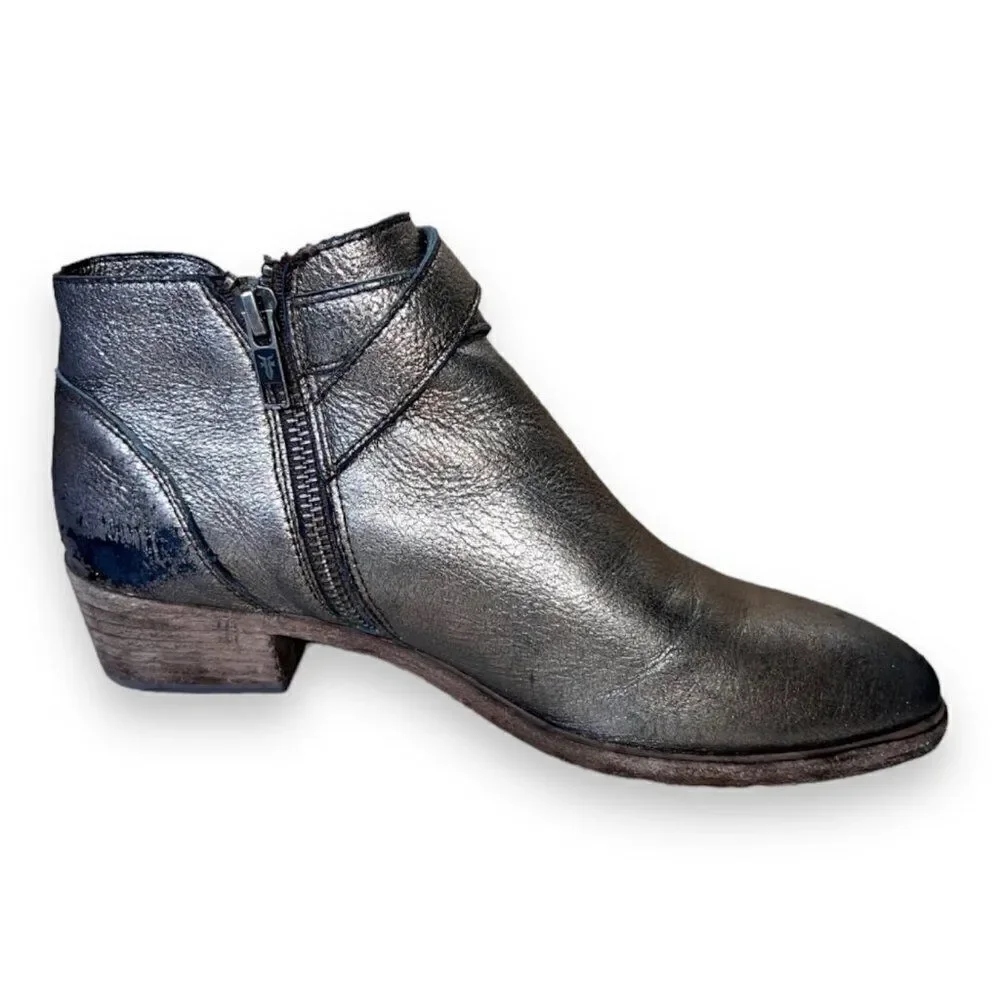 FRYE Ray Western Shootie‎ Ankle Boots Golden Silver Leather Women's 6M